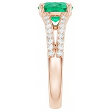 Afbeelding in Gallery-weergave laden, 2,85 ct rond geslepen groene smaragd met Natuurlijke echte diamant ( niet in het laboratorium gekweekt ) 14K roségoud
