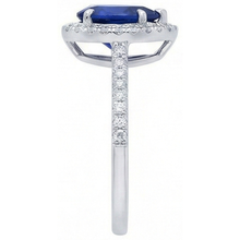 Afbeelding in Gallery-weergave laden, 2,88 karaat peer geslepen Sri Lanka blauwe saffier Natuurlijke echte diamanten ( niet in een laboratorium gekweekt ) jubileum ring
