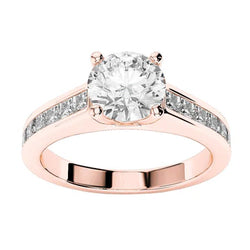 2,90 Karaat Briljantslijpsel uit de aarde gewonnen Diamanten Verlovingsring Roségoud 4K