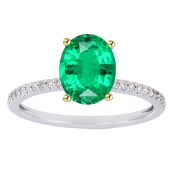 GIA Gekeurd Smaragd Edelsteen Ring 2 karaat – Tweekleurig 14K