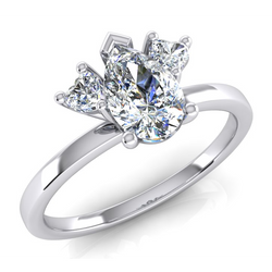 2 Karaat Drie Stenen Peer En Hart Geslepen Lab Gegroeid Diamant Ring