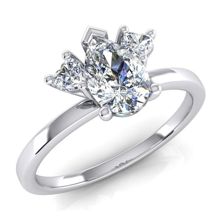 2 Karaat Drie Stenen Peer En Hart Geslepen Lab Gegroeid Diamant Ring