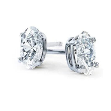 2 karaat Echt Diamant Ovaal Geslepen Stud Earring Gouden Fijne Sieraden Prong Setting