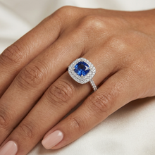 Afbeelding in Gallery-weergave laden, echte round saffier 1.00karaat ring op wit
