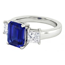 Afbeelding in Gallery-weergave laden, 3.05 ct. Emerald Ceylon Sapphire And Diamonds Three Stone Ring

