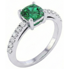 Afbeelding in Gallery-weergave laden, 3.2 ct groene smaragd met Natuurlijke echte diamanten ( niet in een laboratorium gekweekt ) trouwring wit goud 14k
