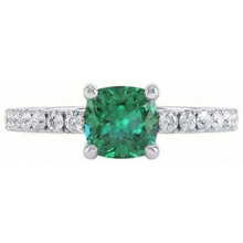 Afbeelding in Gallery-weergave laden, 3.2 ct groene smaragd met Natuurlijke echte diamanten ( niet in een laboratorium gekweekt ) trouwring wit goud 14k
