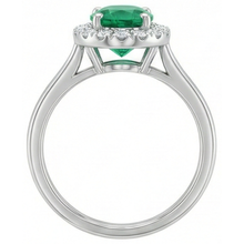 Afbeelding in Gallery-weergave laden, 3.2 ct ovaal geslepen groene smaragd Natuurlijke echte diamanten ( niet in een laboratorium gekweekt ) trouwring wit goud 14k
