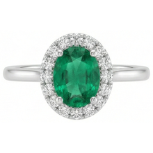 Afbeelding in Gallery-weergave laden, 3.2 ct ovaal geslepen groene smaragd Natuurlijke echte diamanten ( niet in een laboratorium gekweekt ) trouwring wit goud 14k
