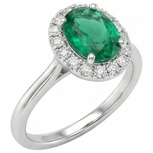 Afbeelding in Gallery-weergave laden, 3.2 ct ovaal geslepen groene smaragd Natuurlijke echte diamanten ( niet in een laboratorium gekweekt ) trouwring wit goud 14k
