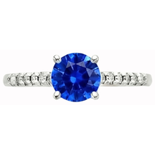 Afbeelding in Gallery-weergave laden, echte round saffier 3.20karaat ring close-up detail

