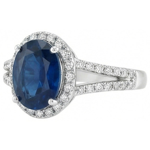 Afbeelding in Gallery-weergave laden, echte round saffier 3.20karaat ring close-up detail
