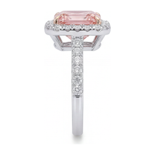 Afbeelding in Gallery-weergave laden, Dames verlovingsring met roze diamant 3,25 karaat labgekweekt Asscher Halo 14K witgoud
