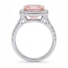 Afbeelding in Gallery-weergave laden, Dames verlovingsring met roze diamant 3,25 karaat labgekweekt Asscher Halo 14K witgoud
