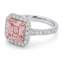Afbeelding in Gallery-weergave laden, Dames verlovingsring met roze diamant 3,25 karaat labgekweekt Asscher Halo 14K witgoud
