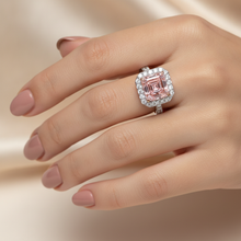 Afbeelding in Gallery-weergave laden, Dames verlovingsring met roze diamant 3,25 karaat labgekweekt Asscher Halo 14K witgoud
