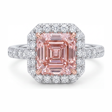 Afbeelding in Gallery-weergave laden, Dames verlovingsring met roze diamant 3,25 karaat labgekweekt Asscher Halo 14K witgoud
