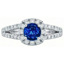 Afbeelding in Gallery-weergave laden, echte round saffier 3.25karaat ring close-up detail
