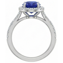 Afbeelding in Gallery-weergave laden, 3.25 karaat Ceylon saffier en Natuurlijke echte diamanten ( niet in een laboratorium gekweekt ) trouwring wit goud 14K
