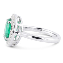Afbeelding in Gallery-weergave laden, 3.25 karaat groene smaragd en Natuurlijke echte diamanten ( niet in een laboratorium gekweekt ) ring wit goud 14K

