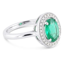 Afbeelding in Gallery-weergave laden, 3.25 karaat groene smaragd en Natuurlijke echte diamanten ( niet in een laboratorium gekweekt ) ring wit goud 14K

