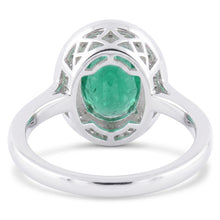 Afbeelding in Gallery-weergave laden, 3.25 karaat groene smaragd en Natuurlijke echte diamanten ( niet in een laboratorium gekweekt ) ring wit goud 14K
