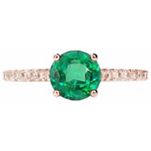 Afbeelding in Gallery-weergave laden, 3.25 karaat ronde Groente smaragd en Natuurlijke echte diamanten ( niet in een laboratorium gekweekt ) ring goud Rose 14K edelsteen
