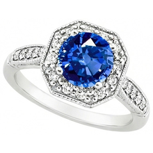 Afbeelding in Gallery-weergave laden, 3.35 Ct Sri Lankaanse Saffier En Diamanten Ring Wit Goud 14K
