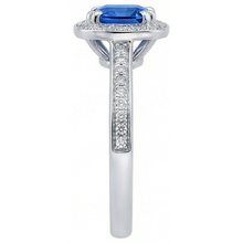 Afbeelding in Gallery-weergave laden, 3.35 karaat Ceylon blauwe saffier en ronde Natuurlijke echte diamanten ( niet in een laboratorium gekweekt ) verlovingsring

