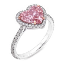 Afbeelding in Gallery-weergave laden, 3.35 karaat hart roze saffier en ronde kleine Natuurlijke echte diamanten ( niet in een laboratorium gekweekt ) edelsteen ring
