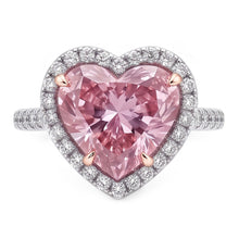 Afbeelding in Gallery-weergave laden, 3.35 karaat hart roze saffier en ronde kleine Natuurlijke echte diamanten ( niet in een laboratorium gekweekt ) edelsteen ring
