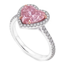 Afbeelding in Gallery-weergave laden, 3.35 karaat hart roze saffier en ronde kleine Natuurlijke echte diamanten ( niet in een laboratorium gekweekt ) edelsteen ring
