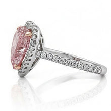 Afbeelding in Gallery-weergave laden, 3.35 karaat hart roze saffier en ronde kleine Natuurlijke echte diamanten ( niet in een laboratorium gekweekt ) edelsteen ring
