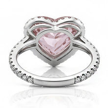 Afbeelding in Gallery-weergave laden, 3.35 karaat hart roze saffier en ronde kleine Natuurlijke echte diamanten ( niet in een laboratorium gekweekt ) edelsteen ring
