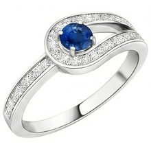 Afbeelding in Gallery-weergave laden, echte round saffier 3.40karaat ring close-up detail
