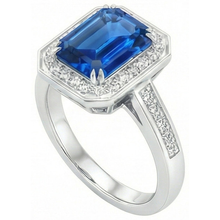 Afbeelding in Gallery-weergave laden, echte round saffier 3.40karaat ring close-up detail
