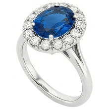 Afbeelding in Gallery-weergave laden, echte round saffier 3.40karaat ring close-up detail
