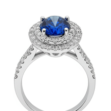 Afbeelding in Gallery-weergave laden, 3.40 ct ovale Ceylon saffier met ronde diamanten ring witgoud
