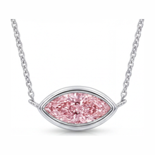 Afbeelding in Gallery-weergave laden, Roze Diamanten Ketting 3,5 Karaat Labgekweekt Marquise Lunette Hanger 14K Witgoud
