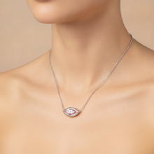 Afbeelding in Gallery-weergave laden, Roze Diamanten Ketting 3,5 Karaat Labgekweekt Marquise Lunette Hanger 14K Witgoud
