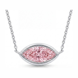 Roze Diamanten Ketting 3,5 Karaat Labgekweekt Marquise Lunette Hanger 14K Witgoud