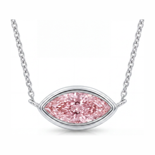 Afbeelding in Gallery-weergave laden, Roze Diamanten Ketting 3,5 Karaat Labgekweekt Marquise Lunette Hanger 14K Witgoud
