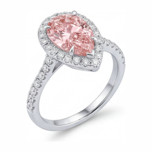 Afbeelding in Gallery-weergave laden, Verlovingsring met roze diamant 3,5 karaat labgekweekt peervormige halo 14K Witgoud
