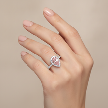 Afbeelding in Gallery-weergave laden, Verlovingsring met roze diamant 3,5 karaat labgekweekt peervormige halo 14K Witgoud
