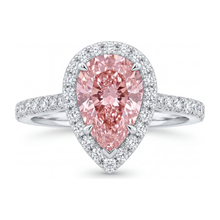 Afbeelding in Gallery-weergave laden, Verlovingsring met roze diamant 3,5 karaat labgekweekt peervormige halo 14K Witgoud
