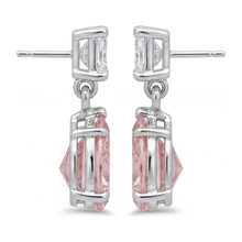 Afbeelding in Gallery-weergave laden, Roze diamanten oorbellen 3,5 karaat labgekweekte peervormige solitaire 14K witgoud
