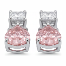 Afbeelding in Gallery-weergave laden, Roze diamanten oorbellen 3,5 karaat labgekweekte peervormige solitaire 14K witgoud
