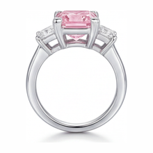 Afbeelding in Gallery-weergave laden, Roze diamanten ring 3,5 karaat labgekweekt prinses drie stenen 14K witgoud

