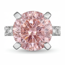 Afbeelding in Gallery-weergave laden, Roze diamanten ring 3,5 karaat labgekweekt rond pavé 14k Witgoud

