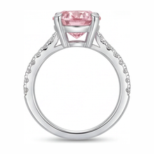 Afbeelding in Gallery-weergave laden, Roze diamant verlovingsring 3,5 karaat labgekweekt rond pavé kathedraal 14K witgoud
